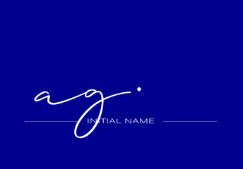 Stylish and elegant signature of letter AG with dark blue background logo for company name or initial 