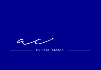 Stylish and elegant signature of letter AC with dark blue background logo for company name or initial 