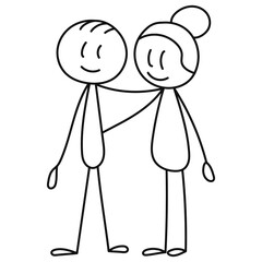 stick figure guy and girl, isolated, vector