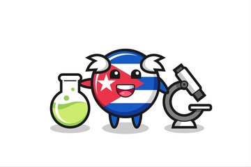 Mascot character of cuba flag badge as a scientist