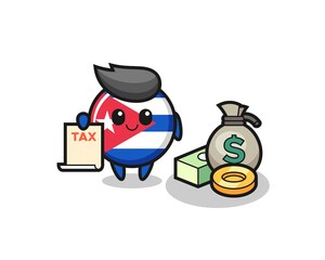 Character cartoon of cuba flag badge as a accountant