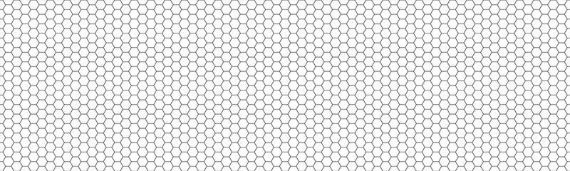 Simple seamless geometry hexagonal banner. Vector black and white hexagon background. Monochrome texture header