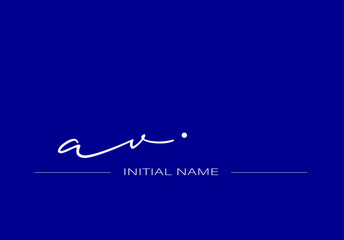 Stylish and elegant signature of letter AV with dark blue background logo for company name or initial 
