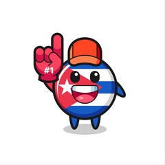 Fototapeta premium cuba flag badge illustration cartoon with number 1 fans glove