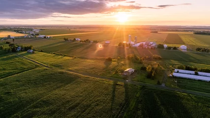 Foto op Canvas Farm sunset © Pierre