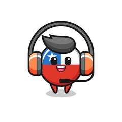 Cartoon mascot of chile flag badge as a customer service