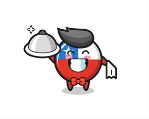 Obraz premium Character mascot of chile flag badge as a waiters