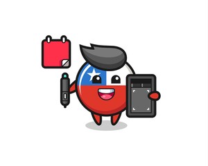 Illustration of chile flag badge mascot as a graphic designer