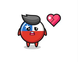chile flag badge cartoon illustration is broken heart
