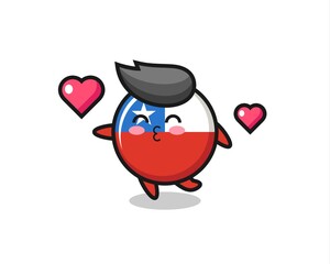 chile flag badge character cartoon with kissing gesture