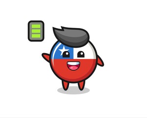 chile flag badge mascot character with energetic gesture