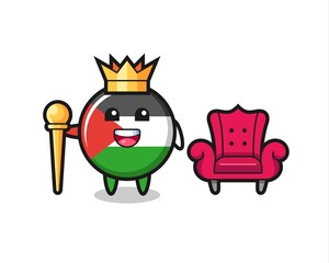 Mascot cartoon of palestine flag badge as a king