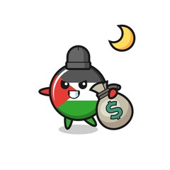 Illustration of palestine flag badge cartoon is stolen the money