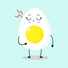 Vector illustration of egg character with cute sad expression, easter egg isolated on white background, simple minimal style, boiled egg for mascot collection, emoticon