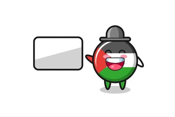 palestine flag badge cartoon illustration doing a presentation