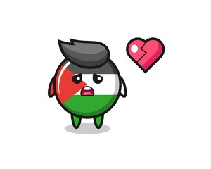 palestine flag badge cartoon illustration is broken heart