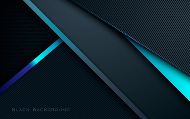 Abstract black and blue dimension layers background