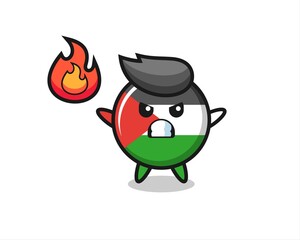 palestine flag badge character cartoon with angry gesture