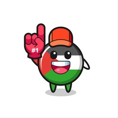 palestine flag badge illustration cartoon with number 1 fans glove