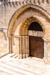 entrance to the Tomb of the Virgin and the Church of the Assumption of the Blessed Virgin Mary in Gethsemane. near the old city of Jerusalem, Israel