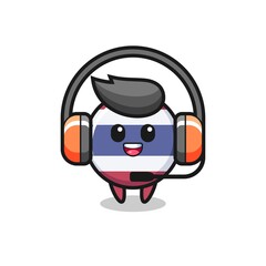 Cartoon mascot of thailand flag badge as a customer service