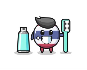 Mascot Illustration of thailand flag badge with a toothbrush