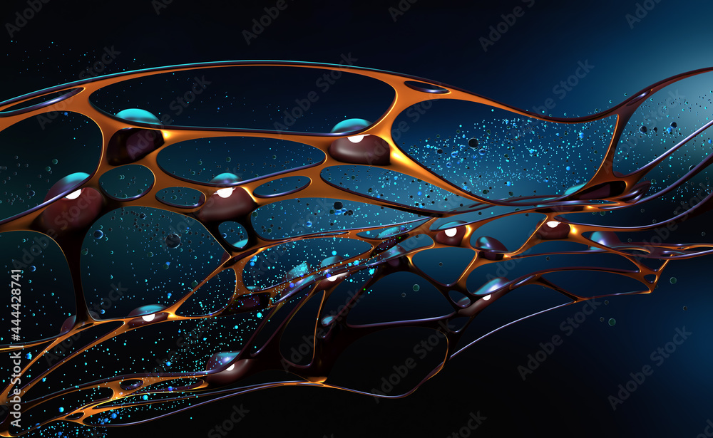 Leinwandbilder Abstract cyber network, synthetic mind and artificial intelligence. Neural network and big data analytics. Fantastic 3D illustration of high tech innovation