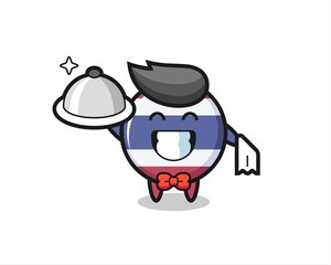 Character mascot of thailand flag badge as a waiters
