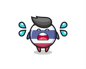 thailand flag badge cartoon illustration with crying gesture