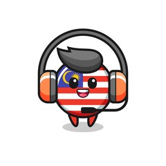 Cartoon mascot of malaysia flag badge as a customer service