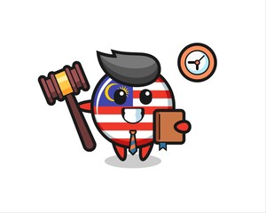 Mascot cartoon of malaysia flag badge as a judge
