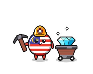 Fototapeta premium Character Illustration of malaysia flag badge as a miner