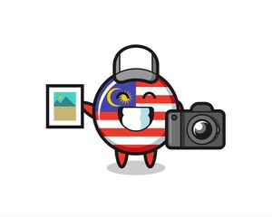 Character Illustration of malaysia flag badge as a photographer