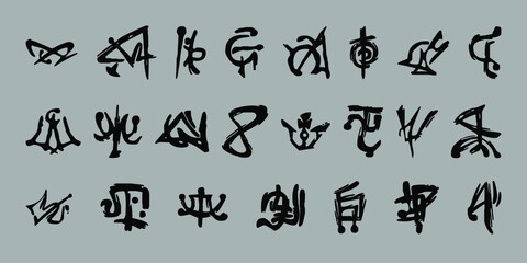 Collection  abstract handrawn isolated on gray background