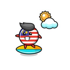 Illustration of malaysia flag badge cartoon do surfing on the beach