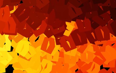 Dark Orange vector background with hexagons.