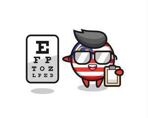 Illustration of malaysia flag badge mascot as an ophthalmology