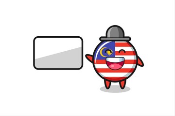 Fototapeta premium malaysia flag badge cartoon illustration doing a presentation