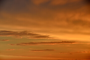 Red sunset with clouds in the evening