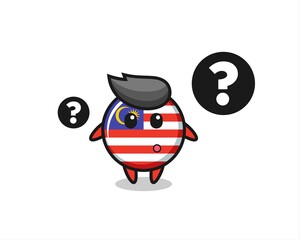 Cartoon Illustration of malaysia flag badge with the question mark