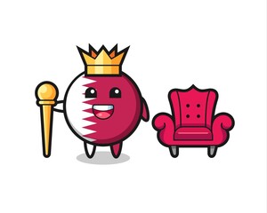 Mascot cartoon of qatar flag badge as a king