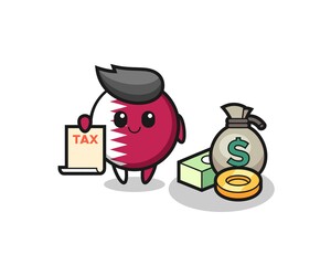 Character cartoon of qatar flag badge as a accountant