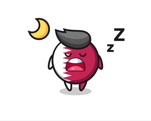 qatar flag badge character illustration sleeping at night