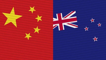 Netherlands and China Flags Together Fabric Texture Illustration Background