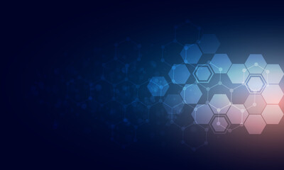 Polygonal abstract background with molecules concept. Futuristic hi-tech geometric vector. Digital blue technology. network connecting internet illustrator.