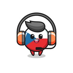 Cartoon mascot of czech flag badge as a customer service