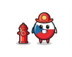 Mascot character of czech flag badge as a firefighter