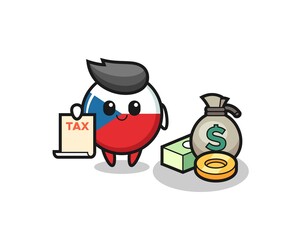 Character cartoon of czech flag badge as a accountant