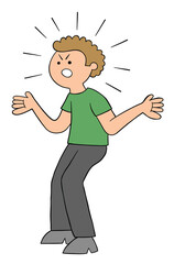Cartoon angry man shouting, vector illustration