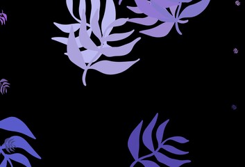 Dark Pink, Blue vector natural pattern with leaves.